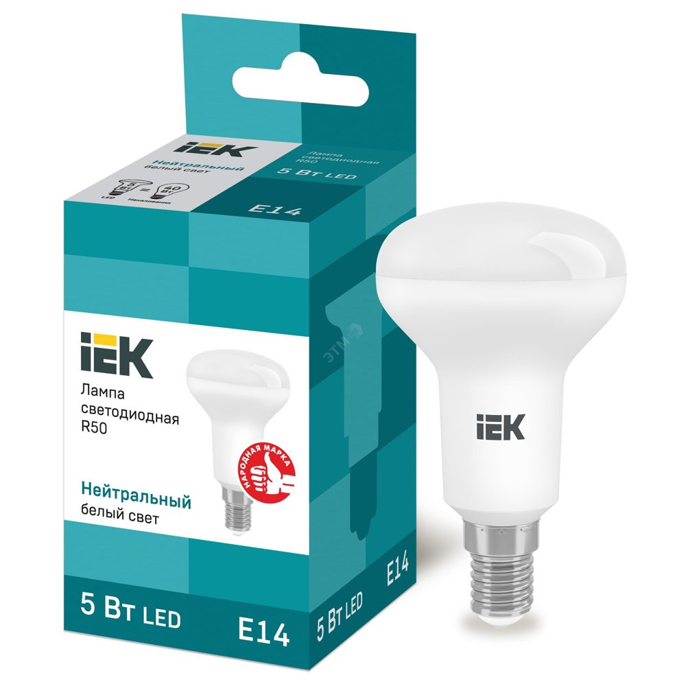 Лампа светодиодная LED рефлекторная 5вт E14 R50 белый ECO (LLE-R50-5-230-40-E14)