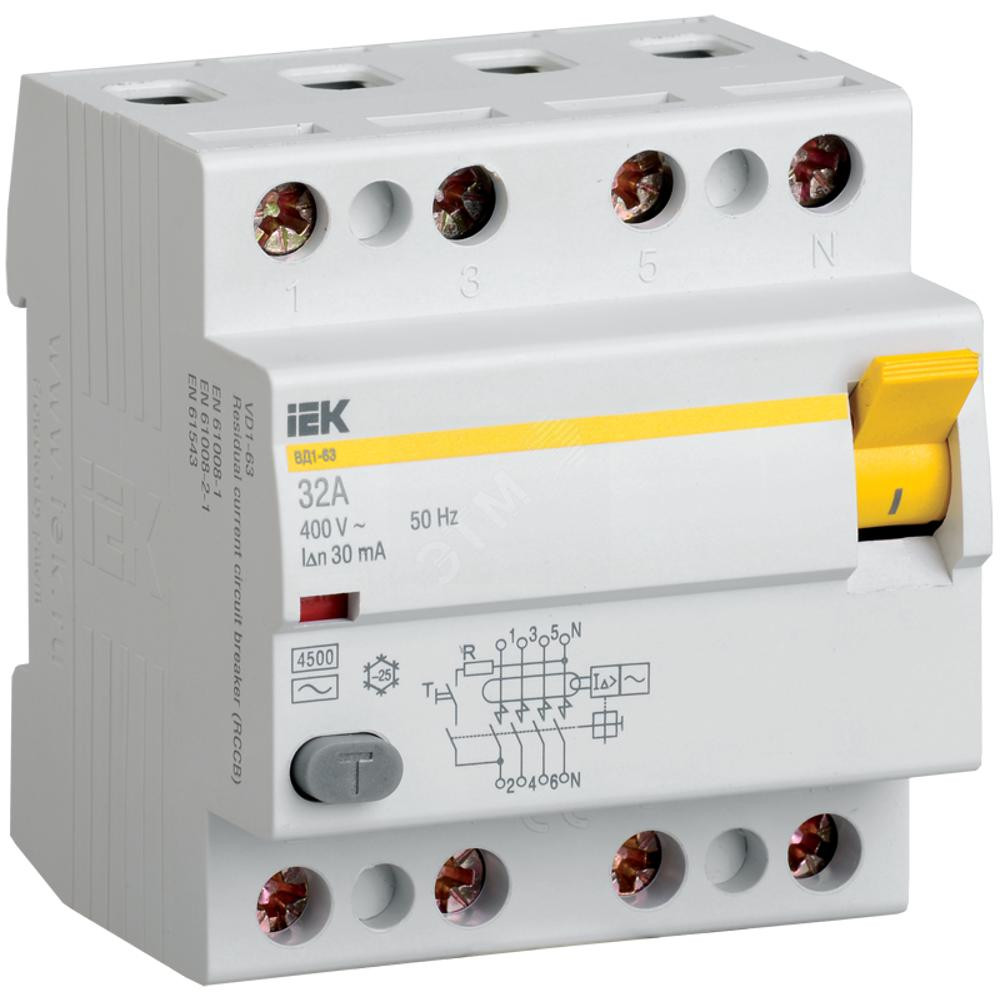 Выключатель дифференциального тока (УЗО) 4п 80А 300мА ВД1-63 АС(Электромеханическое) (MDV10-4-080-300)