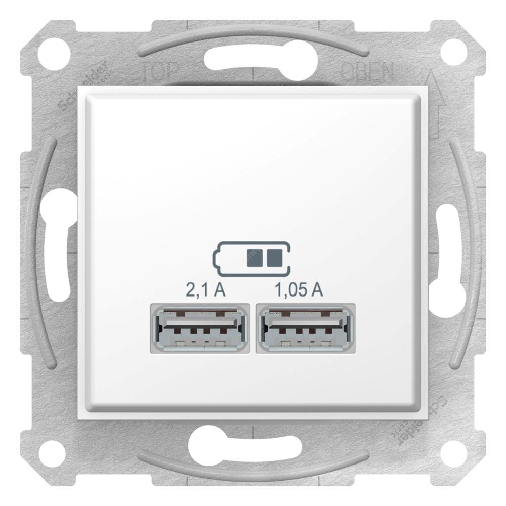 Sedna USB Розетка механизм 2x1,05А белый (SDN2710221)