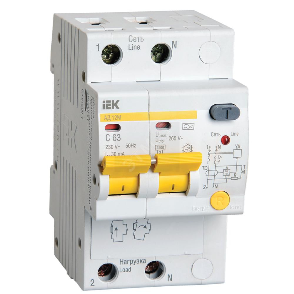 Выключатель автоматический дифференциальный АД-12М 2п 50А 30мА С (MAD12-2-050-C-030)