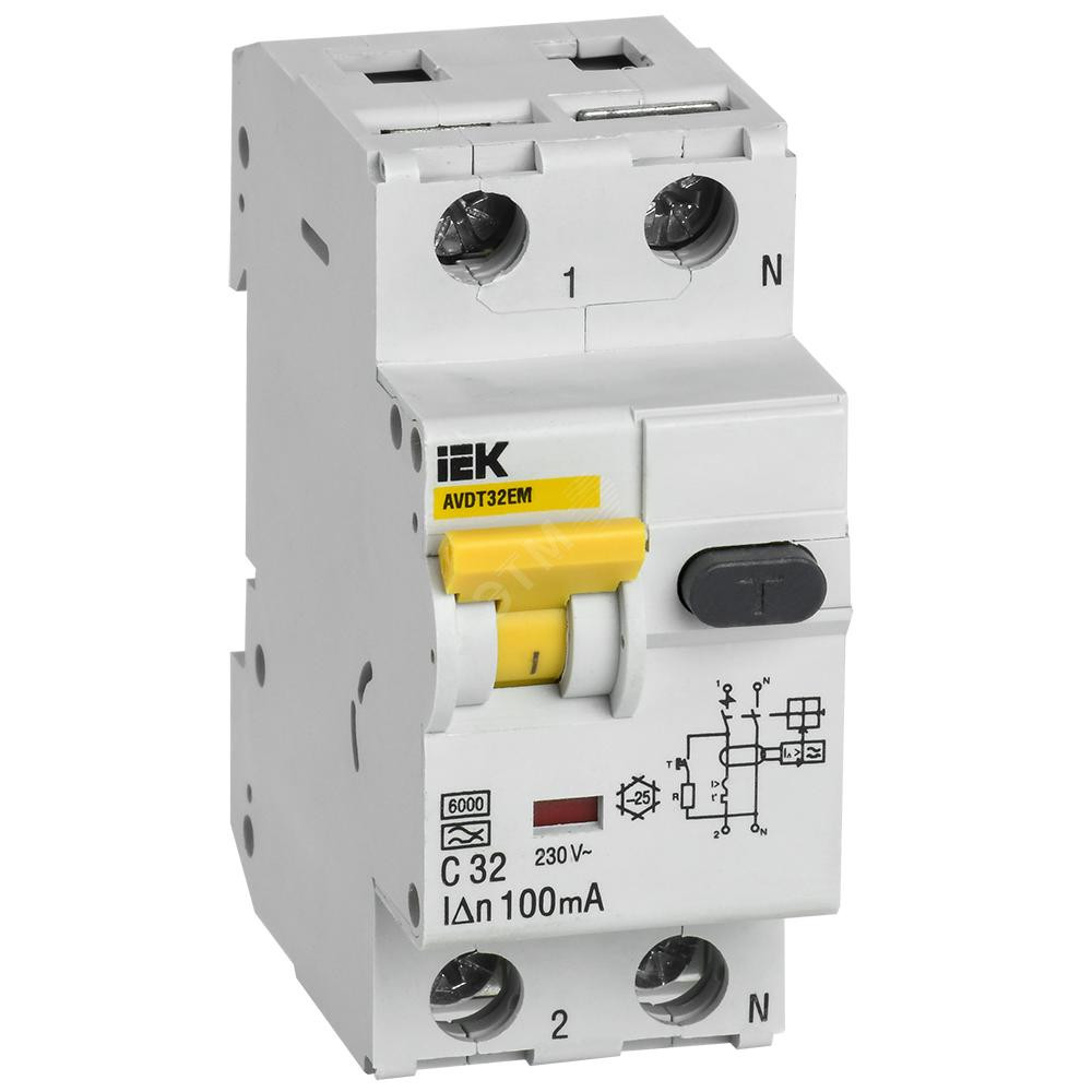 Выключатель автоматический дифференциального тока АВДТ32EM C32 100мА IEK (MVD14-1-032-C-100)