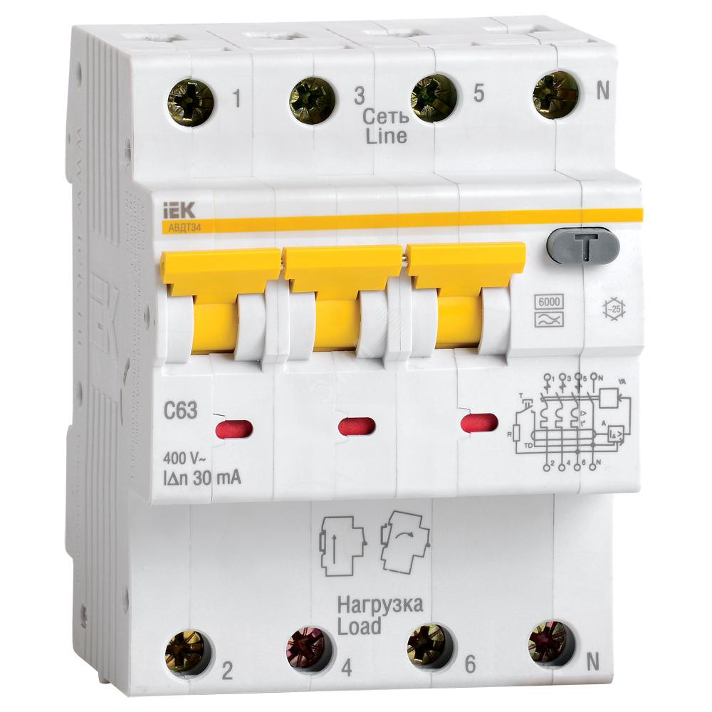 Выключатель автоматический дифференциальный АВДТ 34 C40 100мА(Электронный) (MAD22-6-040-C-100)