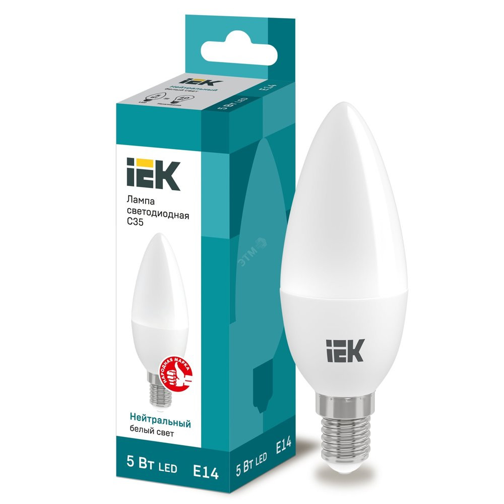 Лампа светодиодная LED 5вт E14 белый матовая свеча ECO (LLE-C35-5-230-40-E14)