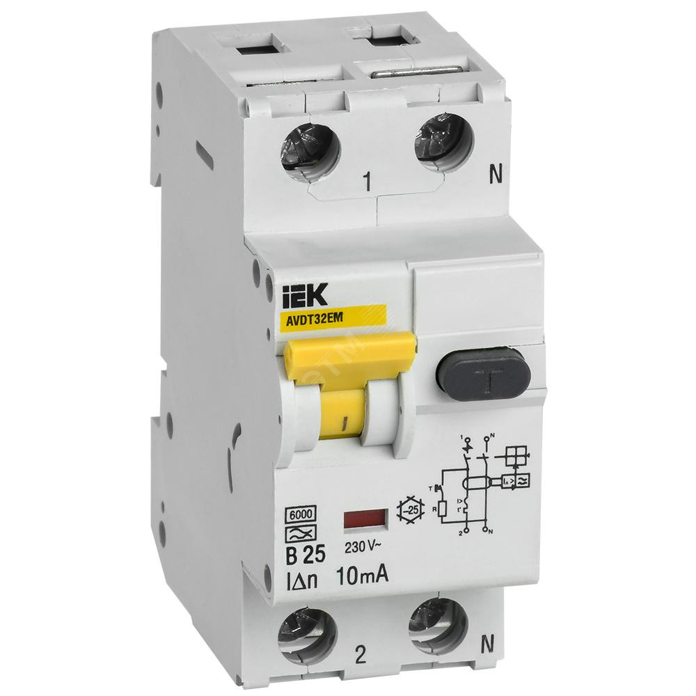 Выключатель автоматический дифференциального тока АВДТ32EM В25 10мА IEK (MVD14-1-025-B-010)