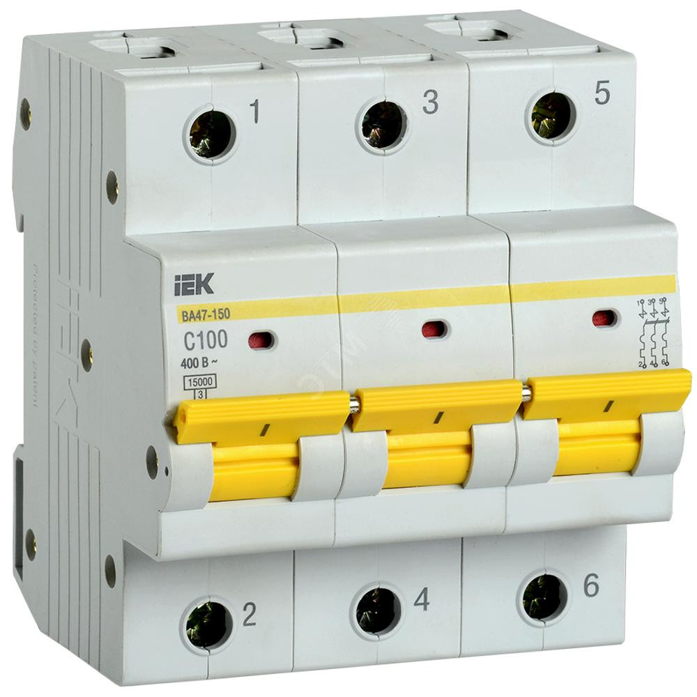 Выключатель автоматический ВА47-150 3Р 100А 15кА характеристика C (MVA50-3-100-C)
