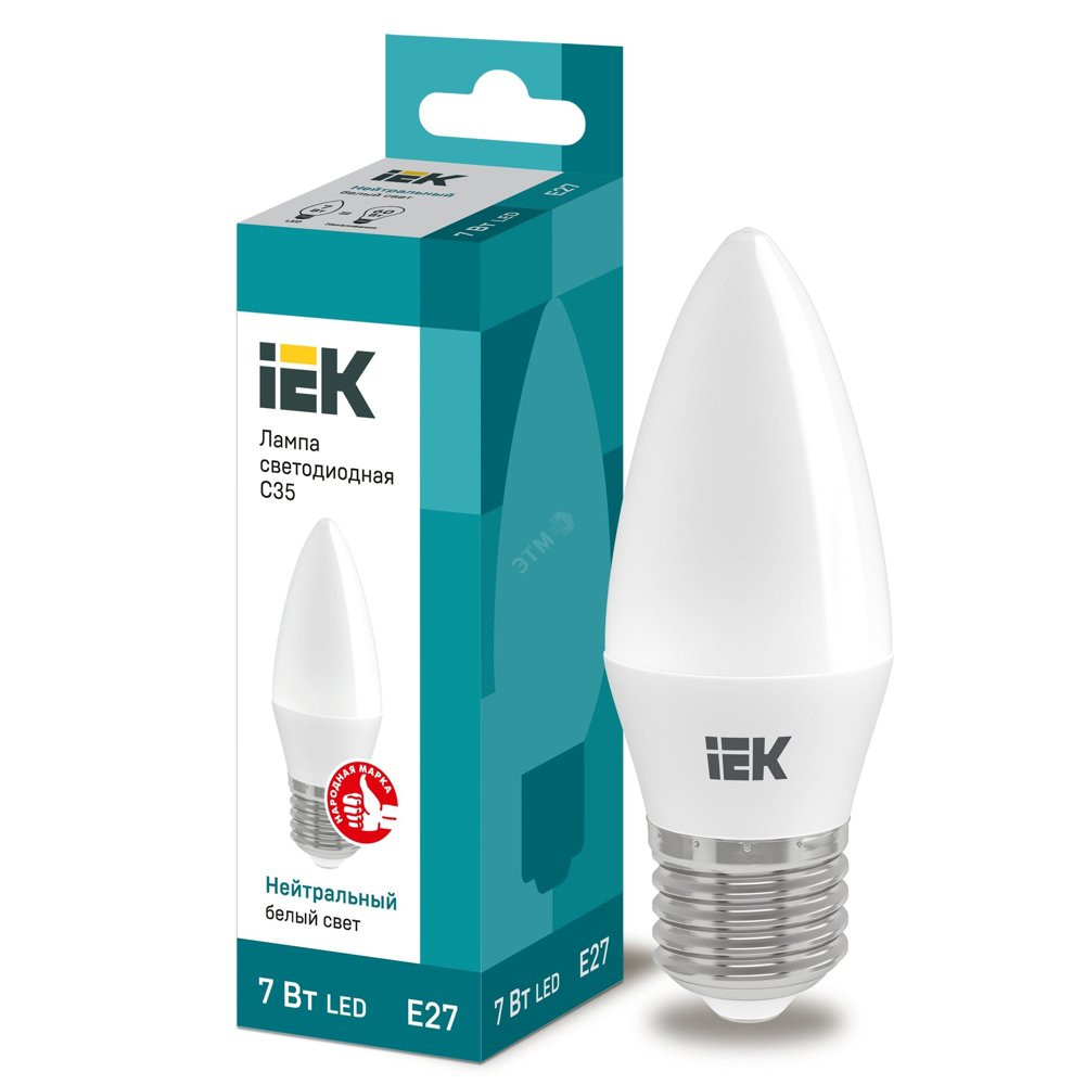 Лампа светодиодная LED 7вт Е27 белый матовая свеча ECO (LLE-C35-7-230-40-E27)