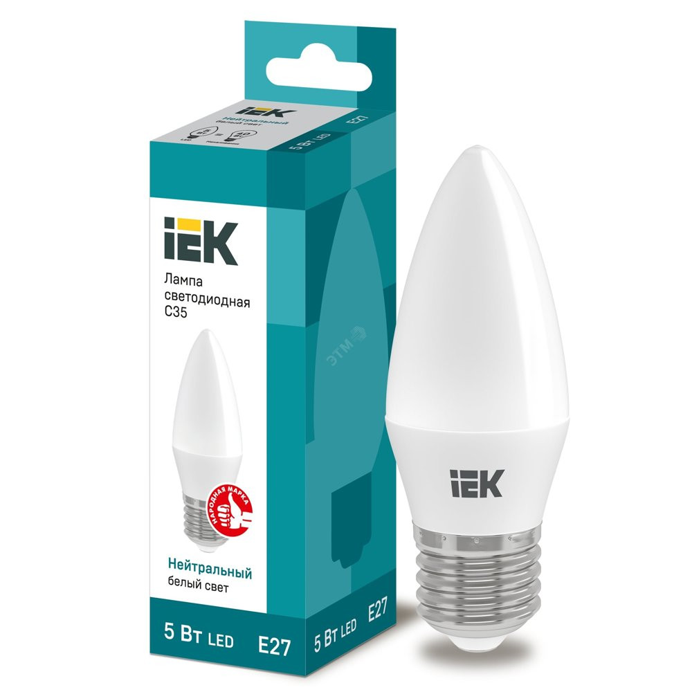 Лампа светодиодная LED 5вт E27 белый матовая свеча ECO (LLE-C35-5-230-40-E27)