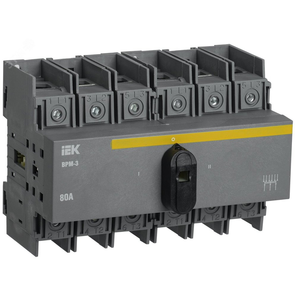 Выключатель-разъединитель модульный ВРМ-3 3P 80А IEK (MVR30-3-080)