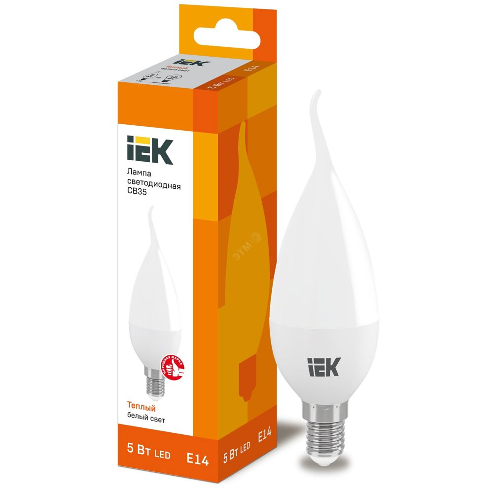 Лампа светодиодная LED 5вт E14 тепло-белый матовая свеча на ветру ECO (LLE-CB35-5-230-30-E14)