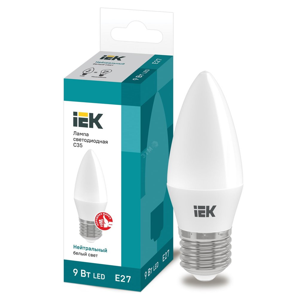 Лампа светодиодная LED 9вт Е27 белый матовая свеча ECO (LLE-C35-9-230-40-E27)