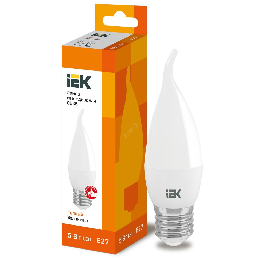 Лампа светодиодная LED 5вт Е27 тепло-белый матовая свеча на ветру ECO (LLE-CB35-5-230-30-E27)